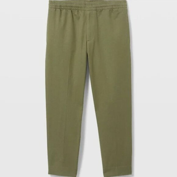 NWT Club Monaco | Men's Elasticated Linen Blend Trousers in Olive Green - Picture 3 of 16